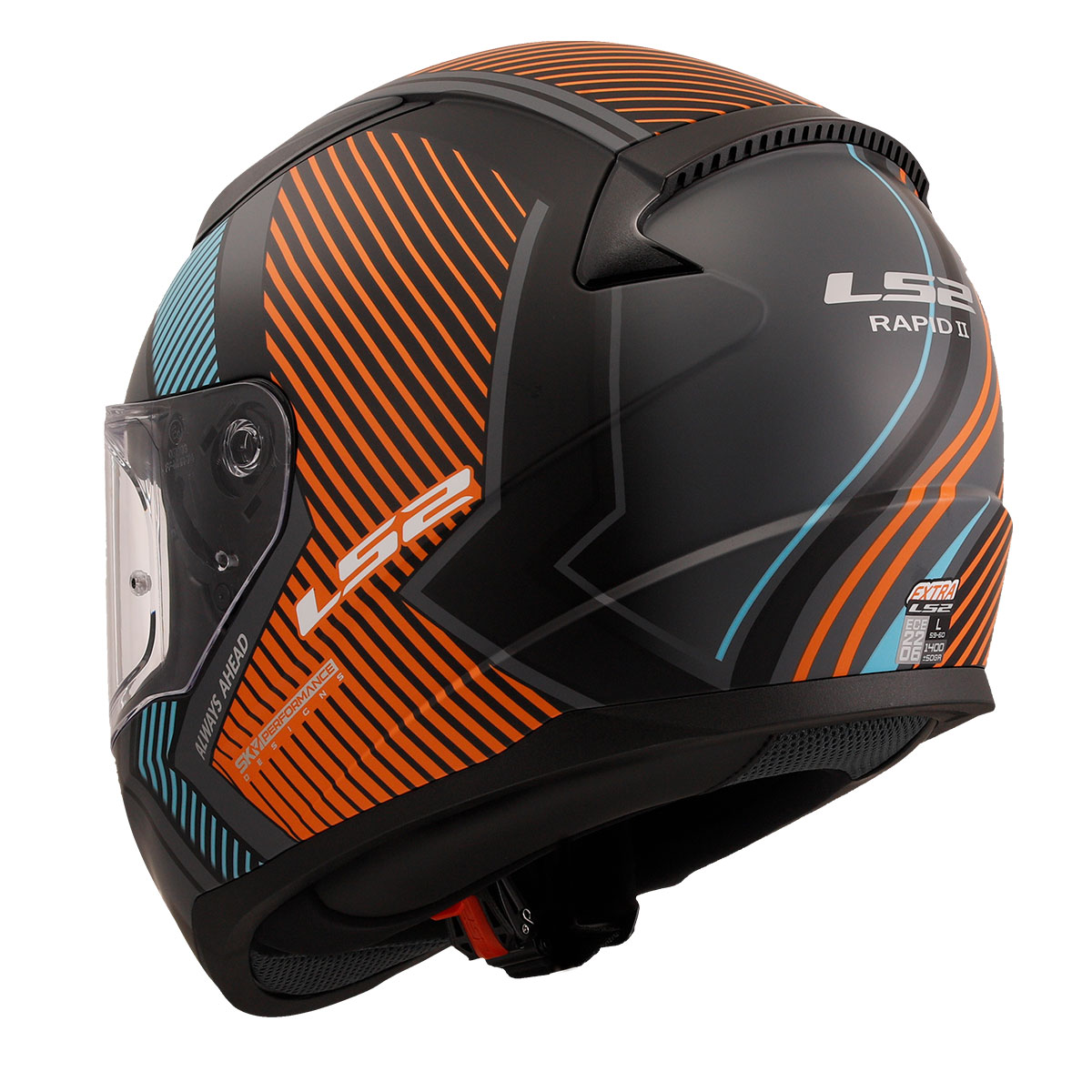 LS2 RAPID 2 EXTRA KAPALI KASK MAT GRİ - NEON TURUNCU